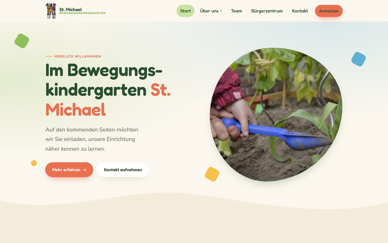 Beispiel-Website eines Kindergartens – farbenfroh und freundlich.